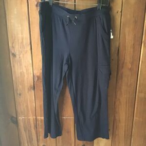 Gloria Vanderbilt Sport Cropped Jersey Pants Size L Blue Athleisure Comfort
